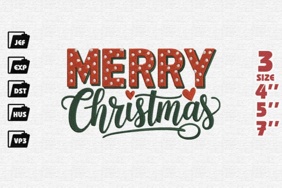 Festive Polka Dot Merry Christmas Embroidery