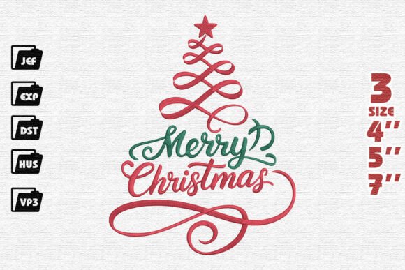 Merry Christmas Swirling Ribbon Tree Embroidery Review