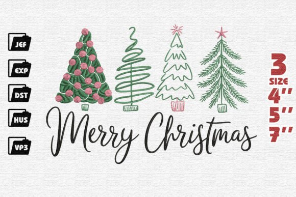 Merry Christmas with Whimsical Trees Embroidery Design Review