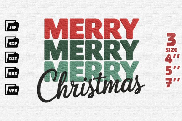 Retro Stacked Merry Christmas Embroidery Design Review